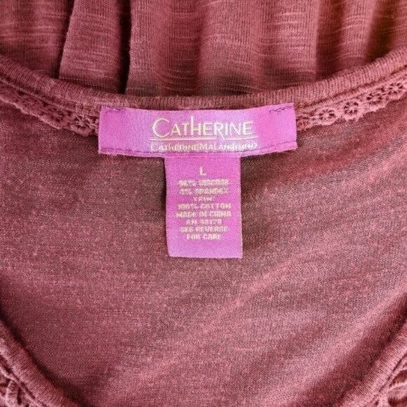 Catherine Malandrino Peplum Crocheted Lace Sleeveless Top Terra Cotta Pink Large - Picture 4 of 6